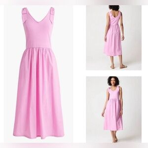 J. Crew Women’s Pink Tie-Shoulder Midi Dress size Medium. New with tag